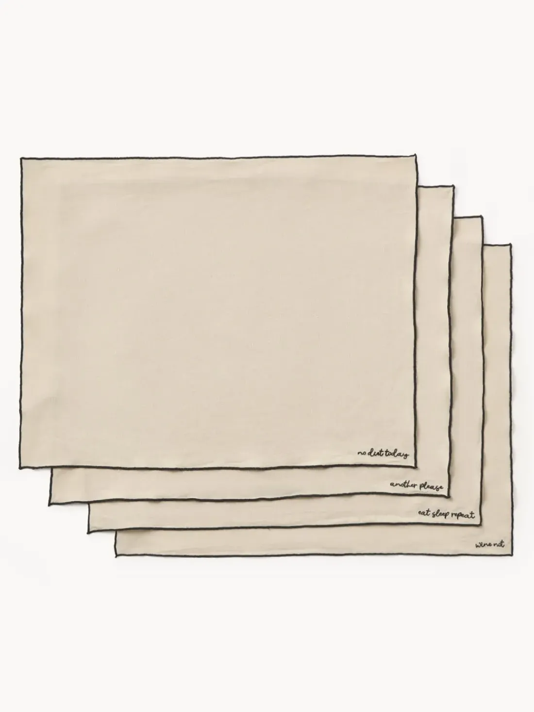 Manteles individuales de lino con bordado Cosmo, 4 uds.