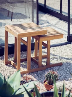 Mesa auxiliar de jardín de madera de teca Cero, 45 cm