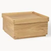 Mesa de centro artesanal de madera de roble con espacio de almacenamiento Japanese
