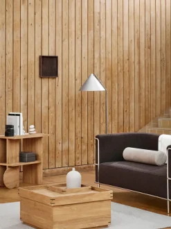 Mesa de centro artesanal de madera de roble con espacio de almacenamiento Japanese