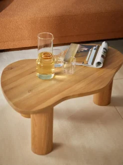 Mesa de centro de forma orgánica de madera de roble Didi