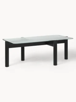 Mesa de centro de madera de haya con tablero de cristal Kob