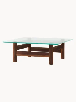 Mesa de centro de madera de nogal con tapa de cristal Brasilia