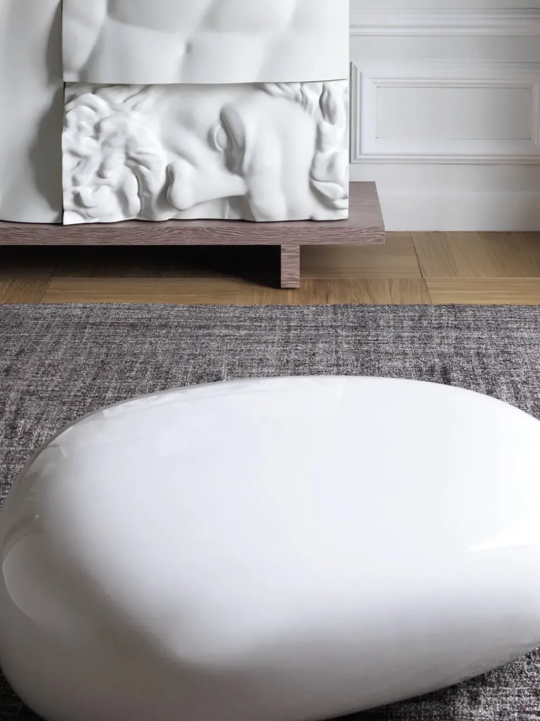 Mesa de centro de vidrio con forma orgánica Koishi