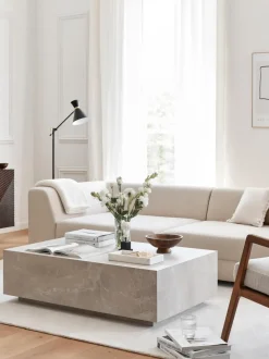 Mesa de centro en look travertino Lesley