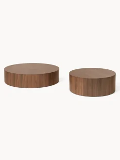 Mesa de centro grande redonda de madera Dan