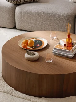 Mesa de centro grande redonda de madera Dan
