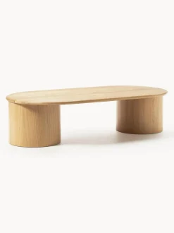 Mesa de centro ovalada de madera de roble Didi