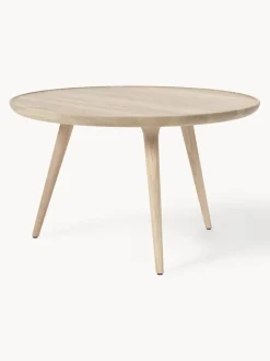 Mesa de centro redonda artesanal de madera de roble Accent