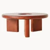 Mesa de centro redonda artesanal de madera de mango Conversation