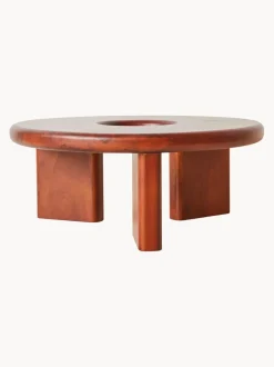 Mesa de centro redonda artesanal de madera de mango Conversation