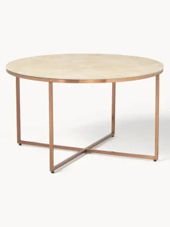 Mesa de centro redonda con tablero de vidrio en look mármol Antigua