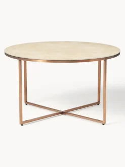 Mesa de centro redonda con tablero de vidrio en look mármol Antigua