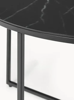 Mesa de centro redonda con tablero de vidrio en look mármol Antigua
