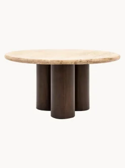 Mesa de centro redonda con tablero de travertino Trevi, Ø 75 cm
