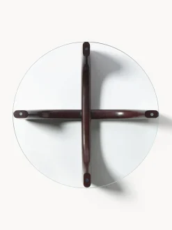 Mesa de centro redonda de madera con tablero de vidrio Miya