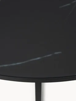 Mesa de centro redonda grande con tablero de vidrio en look mármol Antigua