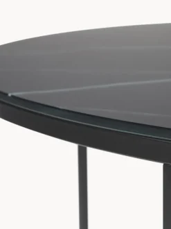 Mesa de centro redonda grande con tablero de vidrio en look mármol Antigua