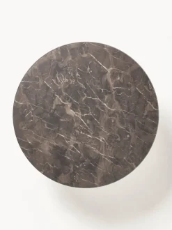 Mesa de centro redonda grande Antigua, tablero de vidrio en aspecto mármol