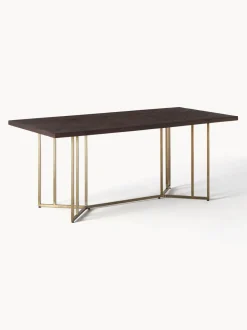 Mesa de comedor de madera de mango con diseño espiga Luca, tamaños diferentes