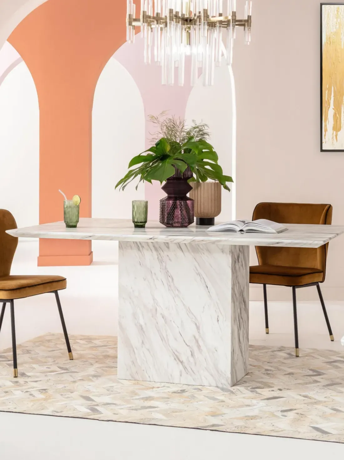 Mesa de comedor de mármol Artistico, 160 x 90 cm