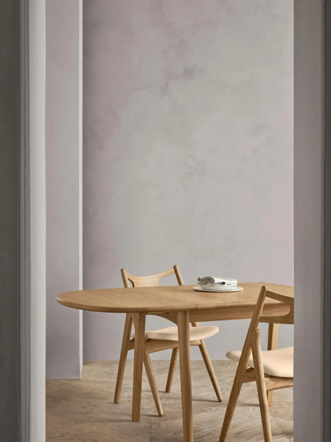 Mesa de comedor extensible ovalada de madera de roble CH002, 90 - 188 x 90 cm