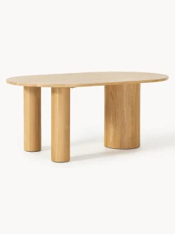 Mesa de comedor ovalada de madera de roble Dunia, tamaños diferentes