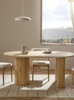 Mesa de comedor ovalada de madera de roble Dunia, tamaños diferentes
