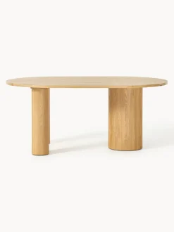 Mesa de comedor ovalada de madera de roble Dunia, tamaños diferentes
