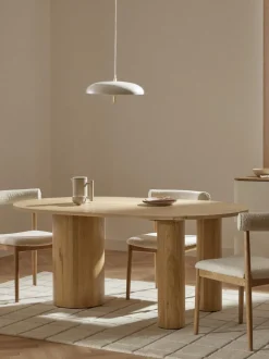Mesa de comedor ovalada de madera de roble Dunia, tamaños diferentes