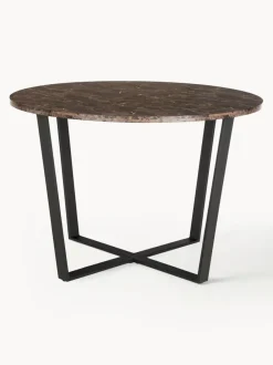 Mesa de comedor redonda Amble con tablero en look mármol, Ø 110 cm