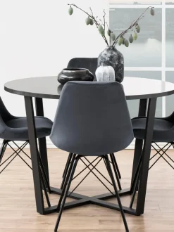 Mesa de comedor redonda Amble con tablero en look mármol, Ø 110 cm