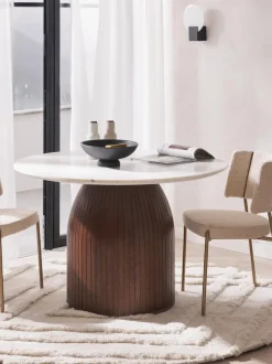 Mesa de comedor redonda con tablero de mármol Nelly, tamaños diferentes