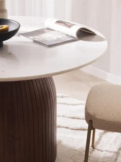 Mesa de comedor redonda con tablero de mármol Nelly, tamaños diferentes