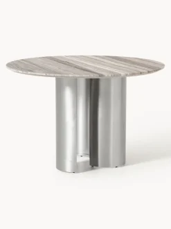 Mesa de comedor redonda con tablero de mármol Noam
