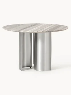 Mesa de comedor redonda con tablero de mármol Noam