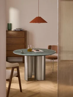 Mesa de comedor redonda con tablero de mármol Noam