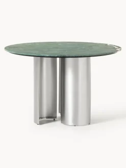 Mesa de comedor redonda con tablero de mármol Noam