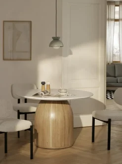 Mesa de comedor redonda con tablero de mármol Nelly, tamaños diferentes