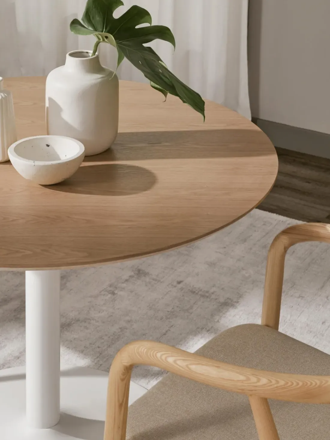 Mesa de comedor redonda Menorca, tamaños diferentes