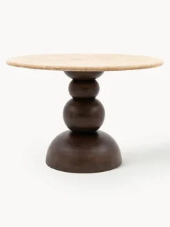 Mesa de comedor redonda Sculpt con tablero de travertino, Ø 110 cm