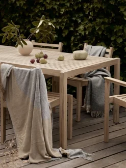 Mesa de jardín de madera de teca AH901, 203 x 100 cm