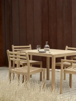 Mesa de jardín de madera de teca AH901, 100 x 99 cm