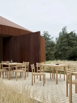 Mesa de jardín de madera de teca AH901, 100 x 99 cm