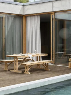 Mesa de jardín plegable de madera de teca BM1771, 195 x78 cm
