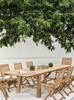 Mesa extensible para exterior de teca Maryland