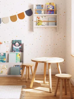 Mesa infantil redonda de madera de caucho Dilcia