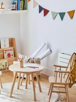 Mesa infantil redonda de madera de caucho Dilcia