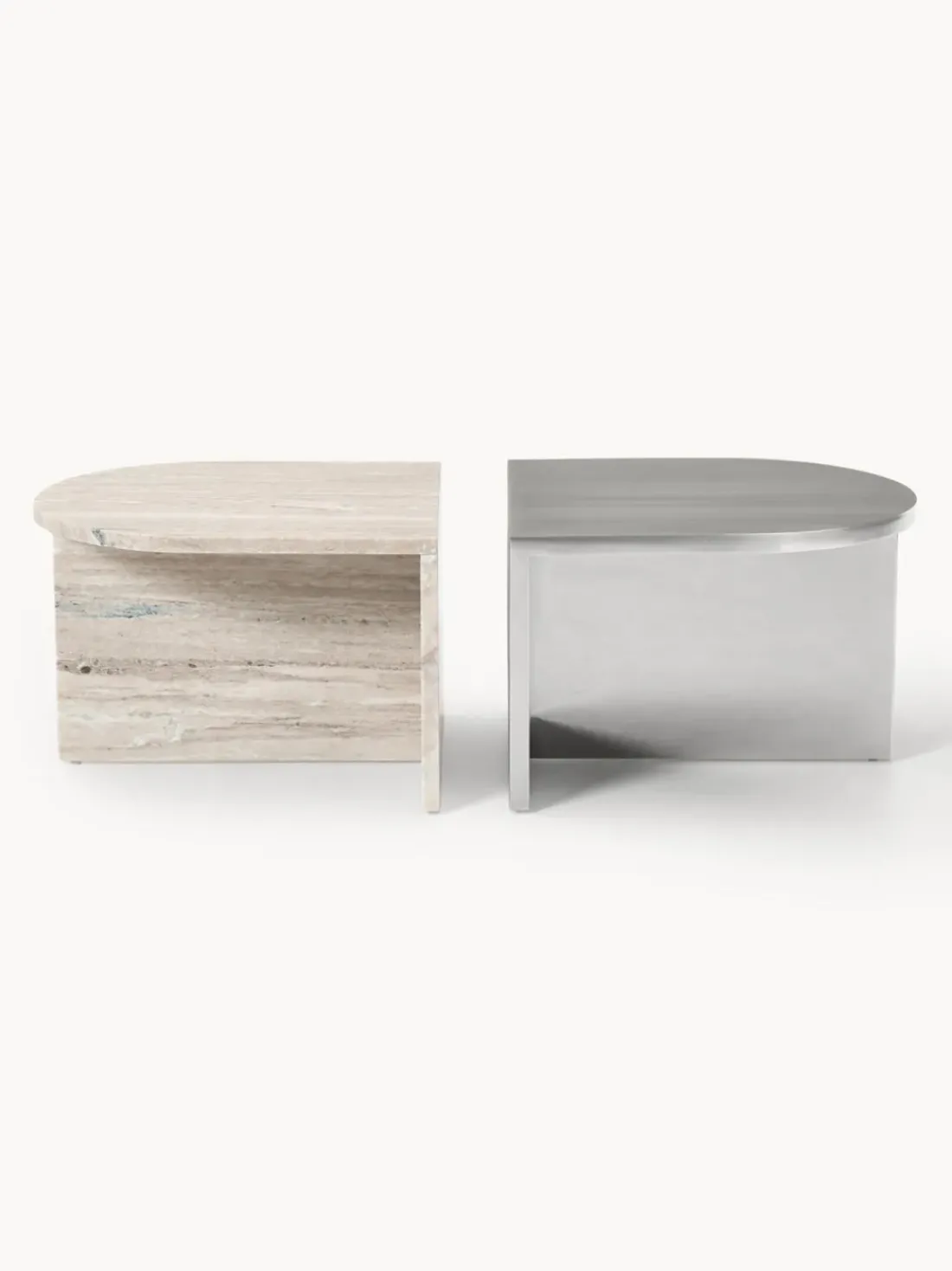 Mesas de centro ovaladas de metal y mármol Leander, 2 uds.