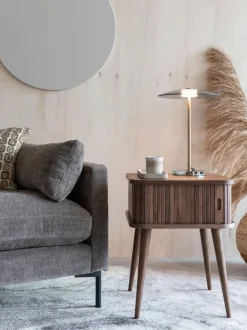 Mesita de noche de madera Barbier, puerta corredera